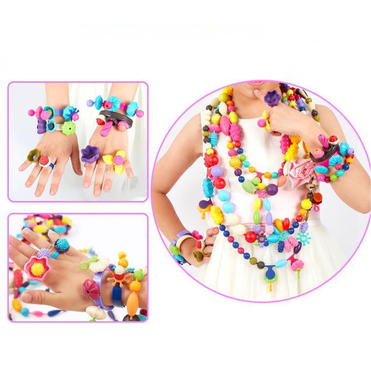 370pcs/set Cordless String Beads Children's DIY Educational Splicing Toys for Popper Beaded Bracelet Necklace Halloween Christmas Gift