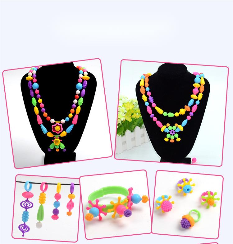 370pcs/set Cordless String Beads Children's DIY Educational Splicing Toys for Popper Beaded Bracelet Necklace Halloween Christmas Gift