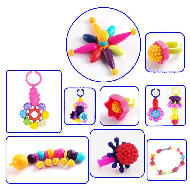 370pcs/set Cordless String Beads Children's DIY Educational Splicing Toys for Popper Beaded Bracelet Necklace Halloween Christmas Gift