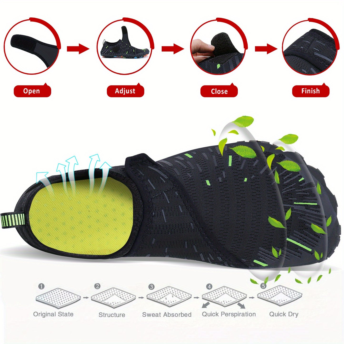 Barefoot Water Shoes - Ultra Quick-Drying, Slip-on, Swim, Exercise, Pool, Beach, Sports - Designed for Active Womens Lifestyle