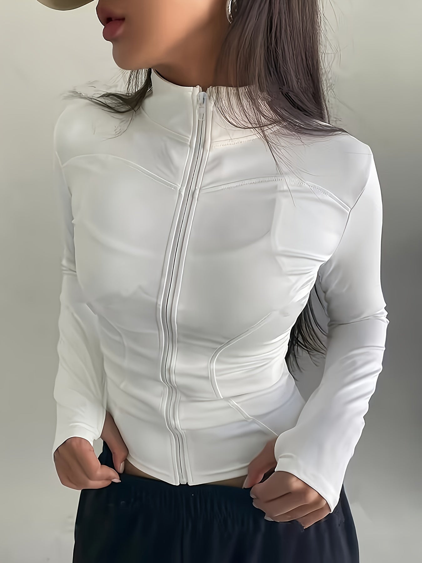 Ultra-Lightweight Zip-Up Athletic Jacket for Women - Breathable, Quick-Drying, Long Sleeve, Yoga-Friendly, Outdoor Running Fitness Apparel for Fall & Winter - Ideal for Active Lifestyle, Gym, Hiking, and Casual Wear