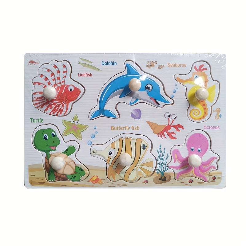 Wooden Embedded Hand Scratching Board, Early Education Animal Cognitive Puzzle, Transportation Tool, Cartoon Toddler Baby Educational Toys Christmas Halloween Thanksgiving gifts