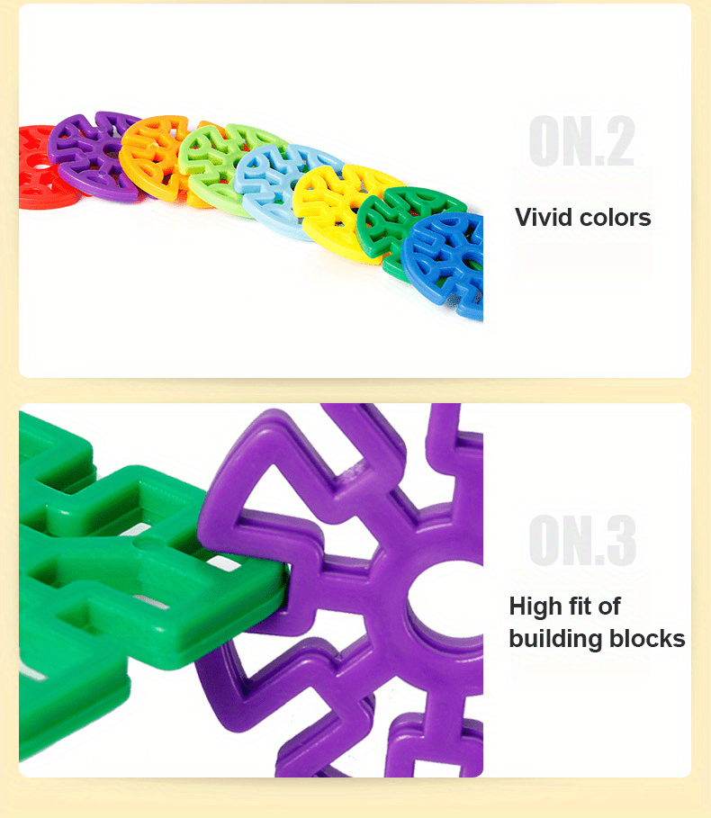 Children Building Toys, 98pcs Snowflakes Educational Building Blocks Kit for Kids, Round Hole Puzzle, Fun Assembly Puzzle, Best Gift for Boys Girls Creative Games & Fun Activit-Random color