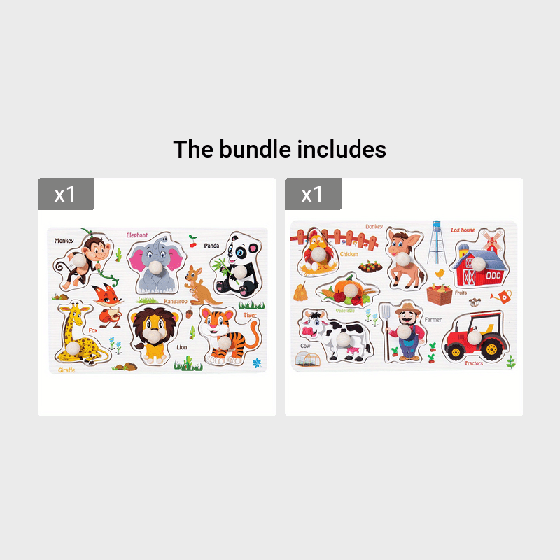 Wooden Embedded Hand Scratching Board, Early Education Animal Cognitive Puzzle, Transportation Tool, Cartoon Toddler Baby Educational Toys Christmas Halloween Thanksgiving gifts