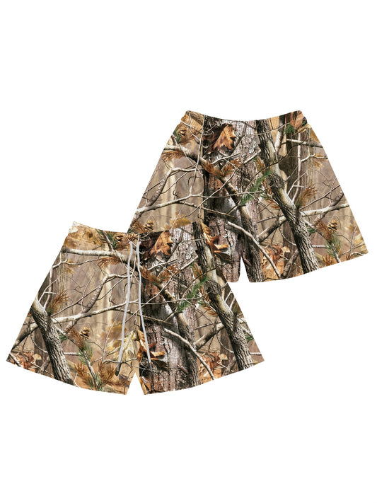 SOULO Men's Camo Shorts - 5" Inseam, Realistic Tree & Branch Print, Lightweight Polyester, Perfect for Basketball, Beach, Gym, Running & Outdoor Activities, Active Lifestyle Shorts | Street Style Shorts | Polyester Shorts