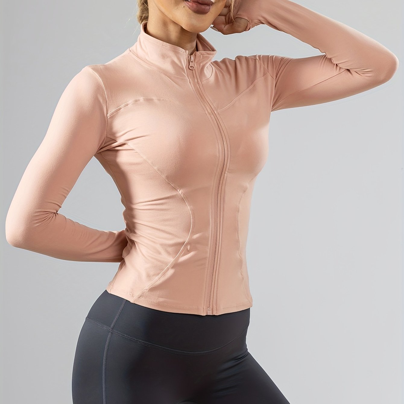 Ultra-Lightweight Zip-Up Athletic Jacket for Women - Breathable, Quick-Drying, Long Sleeve, Yoga-Friendly, Outdoor Running Fitness Apparel for Fall & Winter - Ideal for Active Lifestyle, Gym, Hiking, and Casual Wear