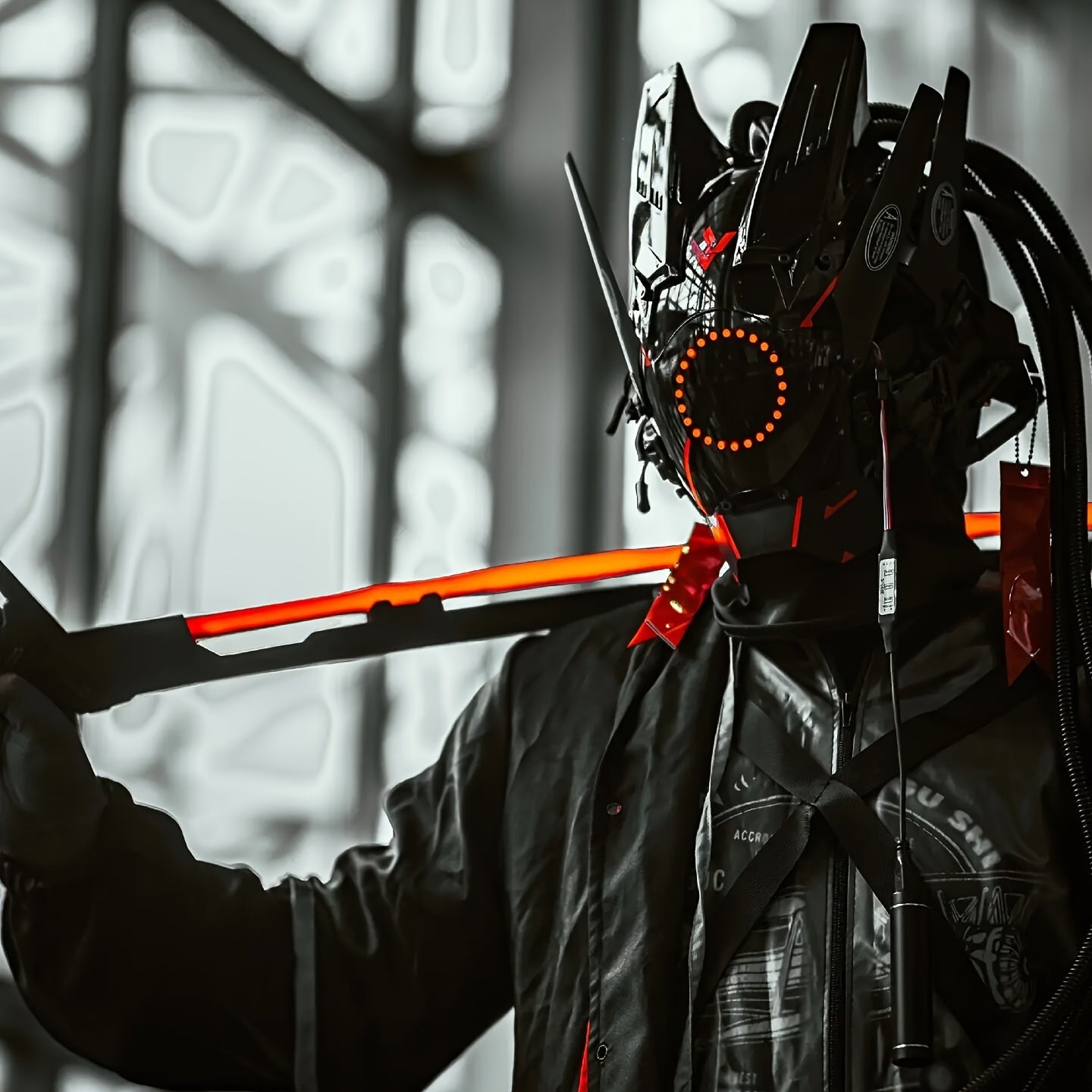 Cyberpunk cool science fiction futuristic LED masks, Halloween role-playing photo props, bar clubs, party supplies, stage performance accessories, role-playing photo pillars, bar club carnival party supplies, gifts and collec