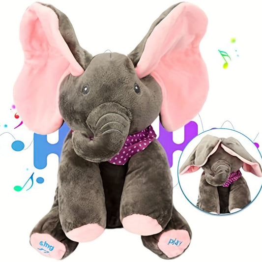 1pc, Hide-and-seek Elephant Plush Toy, Baby Girl Hide-and-seek Game Toy Singing Interactive Musical Toys, A Good Gift For Girls Over 6 Years Old Activity Ear Hide-and-seek Bear Doll