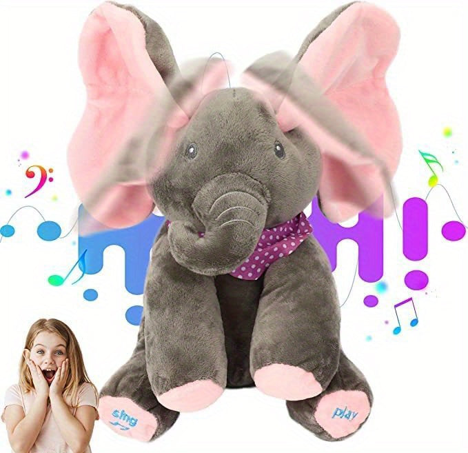 1pc, Hide-and-seek Elephant Plush Toy, Baby Girl Hide-and-seek Game Toy Singing Interactive Musical Toys, A Good Gift For Girls Over 6 Years Old Activity Ear Hide-and-seek Bear Doll