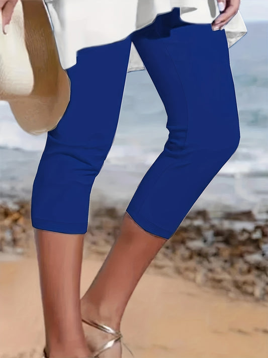Womens Comfort-Fit Capri Leggings - Stretchable, Breathable Fabric, Ideal for Everyday Wear and Active Lifestyle