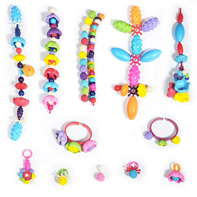 370pcs/set Cordless String Beads Children's DIY Educational Splicing Toys for Popper Beaded Bracelet Necklace Halloween Christmas Gift
