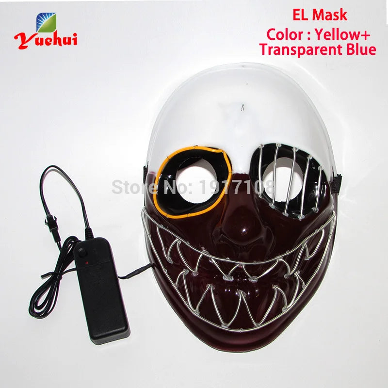 Hot Sales Halloween Horror Mask LED Neon Light up Mask Carnival Party Scary Mask Cosplay LED Mask Glow Party Supplies Dropship