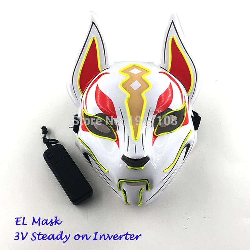 Hot Sales Halloween Horror Mask LED Neon Light up Mask Carnival Party Scary Mask Cosplay LED Mask Glow Party Supplies Dropship