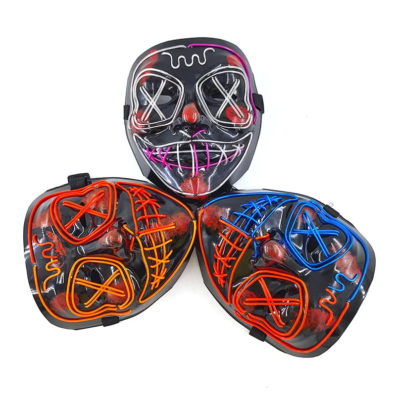 High Quality Halloween Purge LED Light Mask Men Women Decorative Full Face Headgear Glowing for Halloween Night