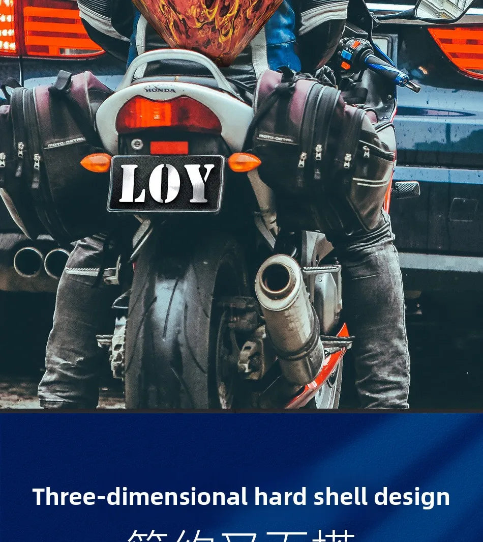 DIY Pattern Shell Helmet Iron Man Motorcycle Rider Backpack with LED Light up and Waterproof Leather Waist Bag