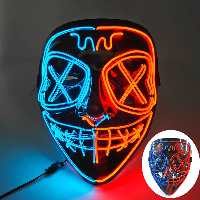High Quality Halloween Purge LED Light Mask Men Women Decorative Full Face Headgear Glowing for Halloween Night