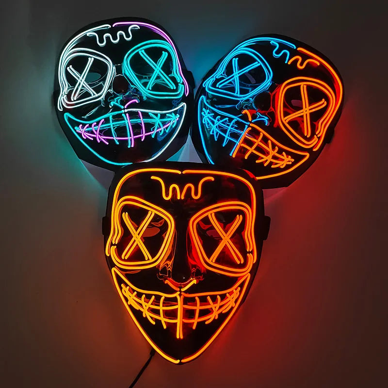 High Quality Halloween Purge LED Light Mask Men Women Decorative Full Face Headgear Glowing for Halloween Night