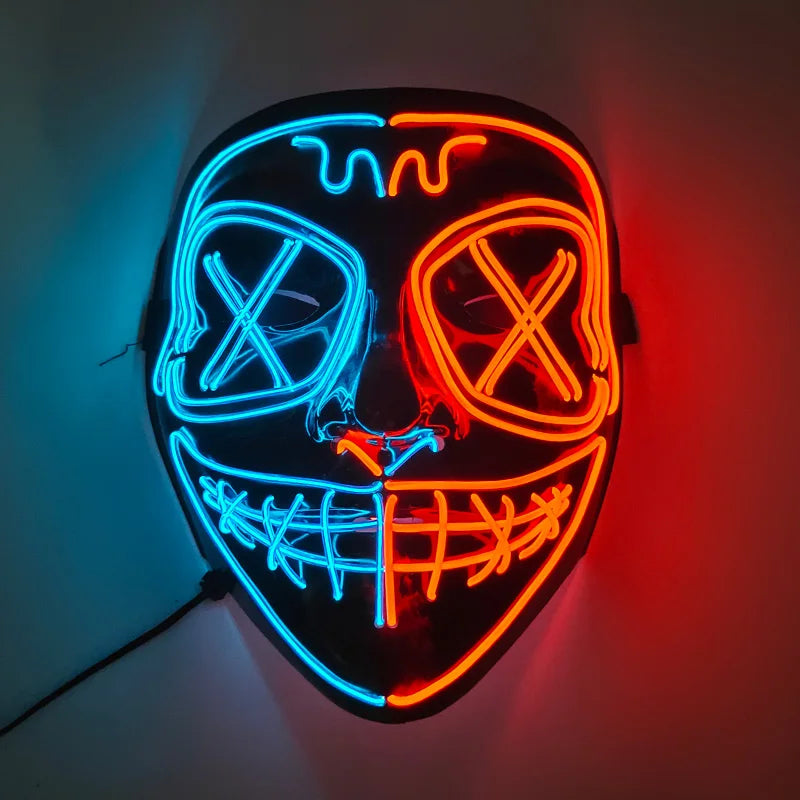 High Quality Halloween Purge LED Light Mask Men Women Decorative Full Face Headgear Glowing for Halloween Night
