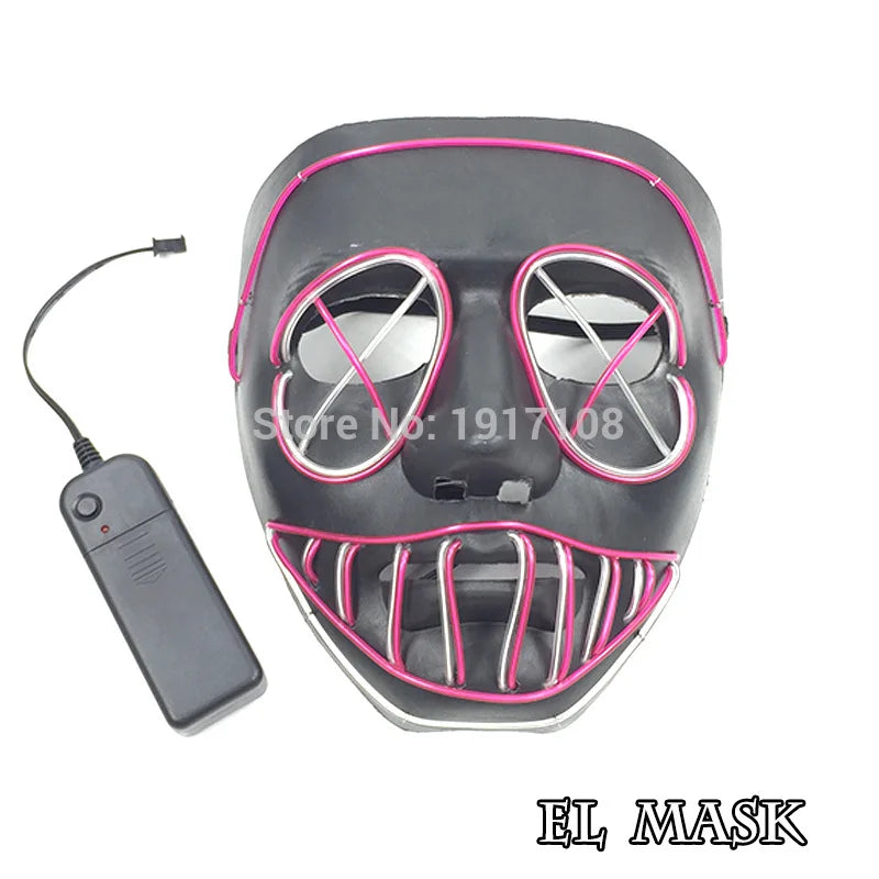 Hot Sales Halloween Horror Mask LED Neon Light up Mask Carnival Party Scary Mask Cosplay LED Mask Glow Party Supplies Dropship