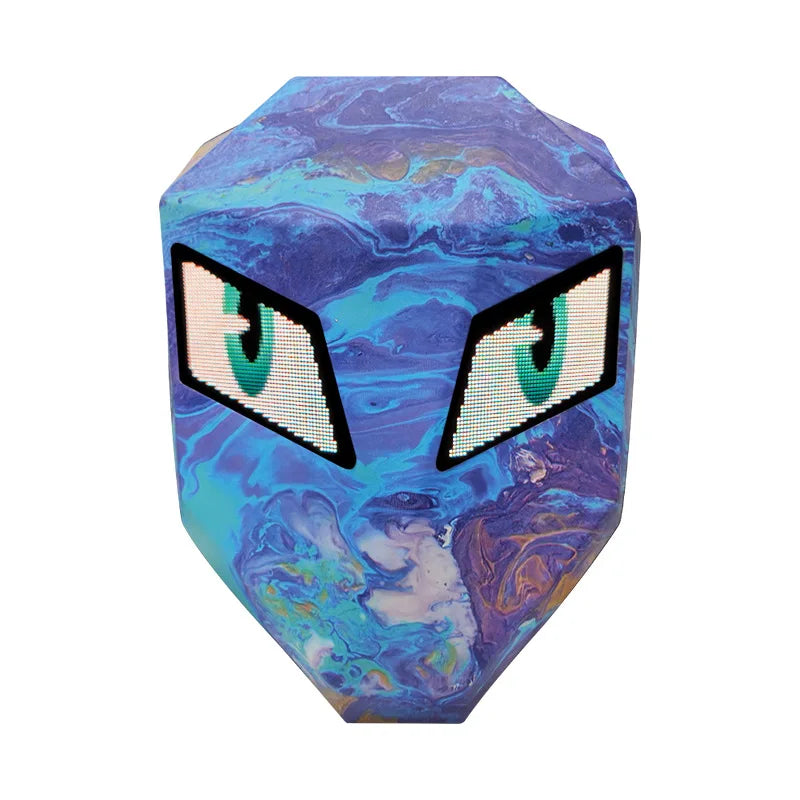 DIY Pattern Shell Helmet Iron Man Motorcycle Rider Backpack with LED Light up and Waterproof Leather Waist Bag