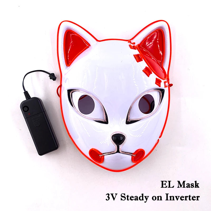 Hot Sales Halloween Horror Mask LED Neon Light up Mask Carnival Party Scary Mask Cosplay LED Mask Glow Party Supplies Dropship