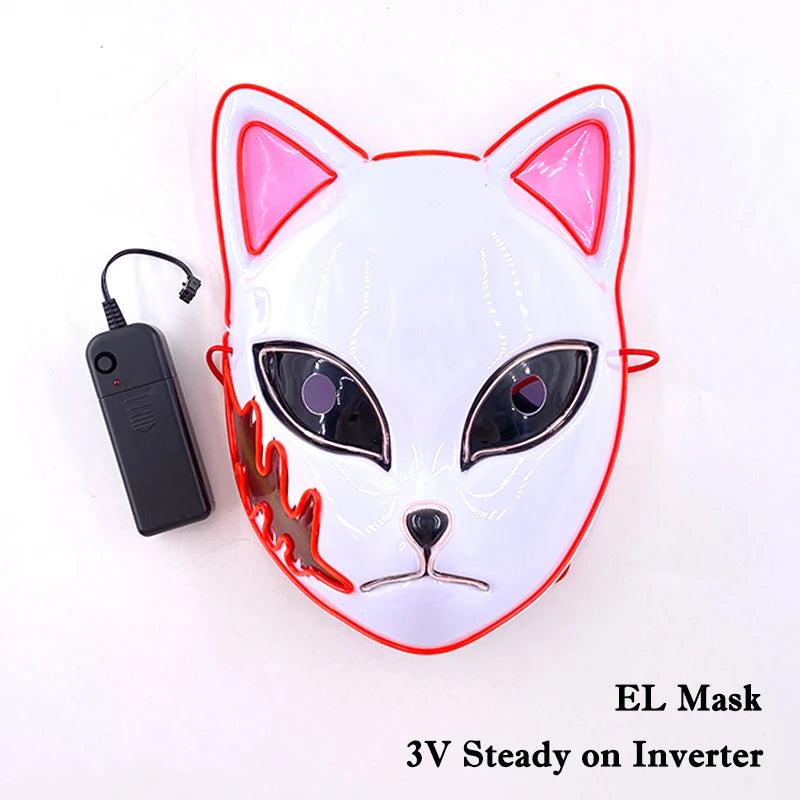Hot Sales Halloween Horror Mask LED Neon Light up Mask Carnival Party Scary Mask Cosplay LED Mask Glow Party Supplies Dropship