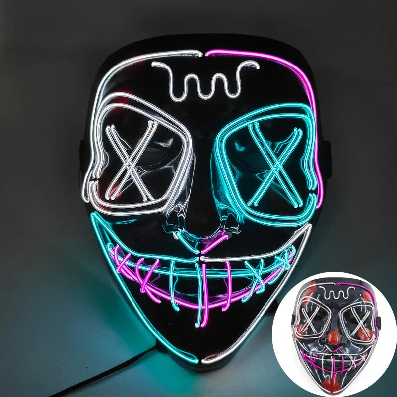 High Quality Halloween Purge LED Light Mask Men Women Decorative Full Face Headgear Glowing for Halloween Night