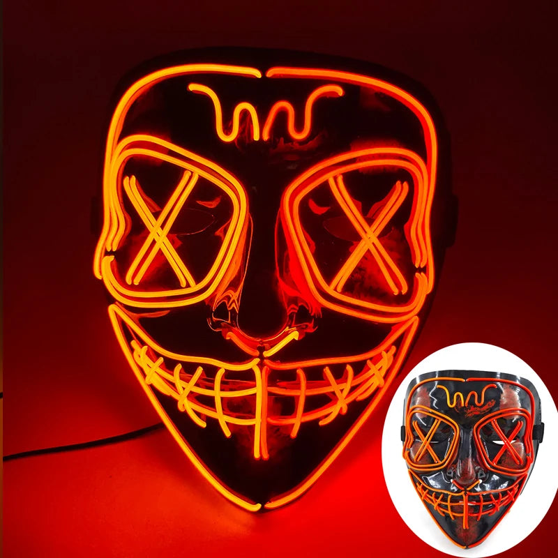 High Quality Halloween Purge LED Light Mask Men Women Decorative Full Face Headgear Glowing for Halloween Night