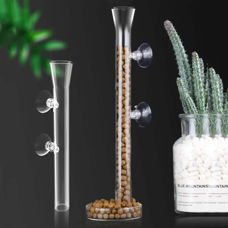 Glass Aquarium Feeder Tube Dish Transparent Fish Tank Shrimp Snail Food Feeder Bowl Aquarium Feeding Accessories Shrimp Feeders