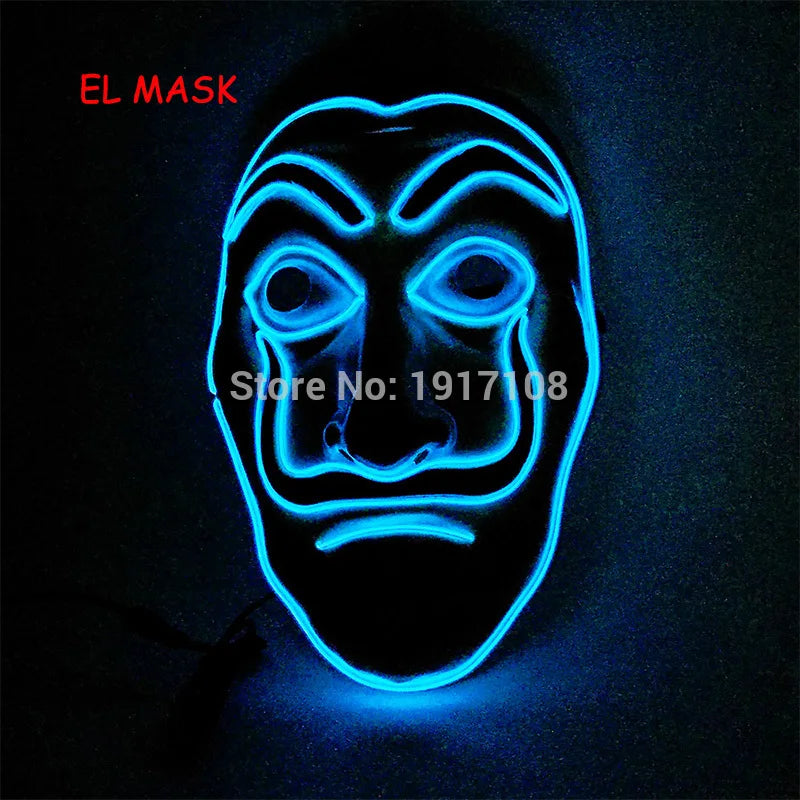 Hot Sales Halloween Horror Mask LED Neon Light up Mask Carnival Party Scary Mask Cosplay LED Mask Glow Party Supplies Dropship