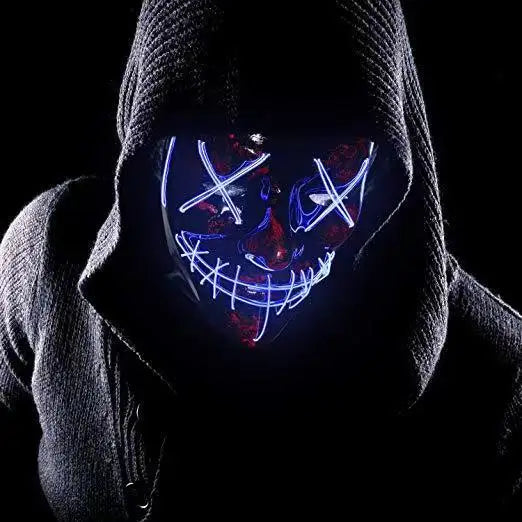 Zlangsports Glow in the Dark LED Halloween Mask - Rechargeable Scary Face Cover for Costume Party