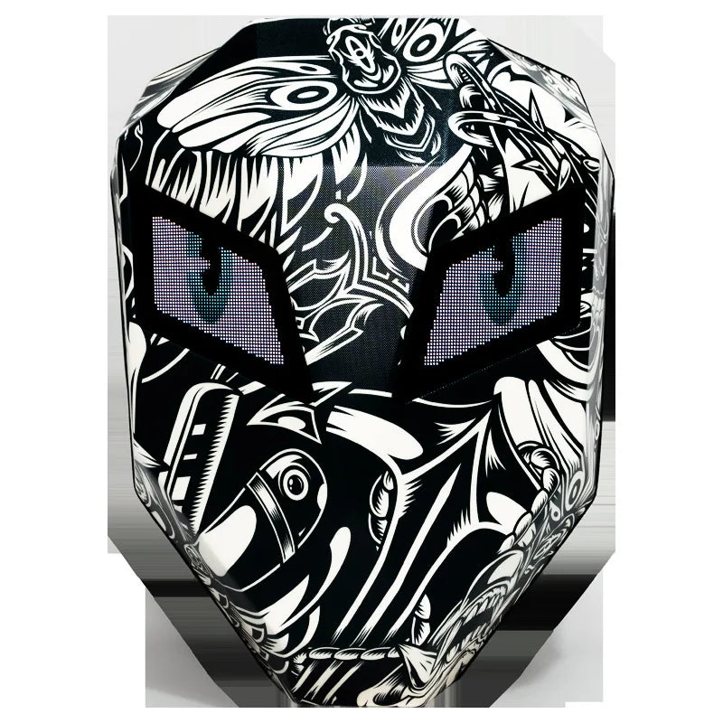 DIY Pattern Shell Helmet Iron Man Motorcycle Rider Backpack with LED Light up and Waterproof Leather Waist Bag