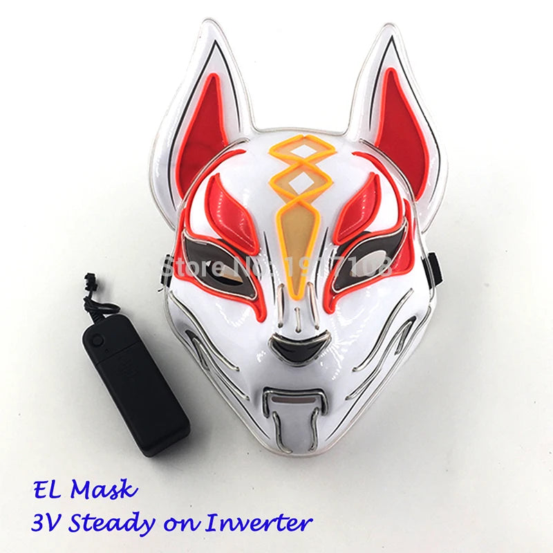 Hot Sales Halloween Horror Mask LED Neon Light up Mask Carnival Party Scary Mask Cosplay LED Mask Glow Party Supplies Dropship