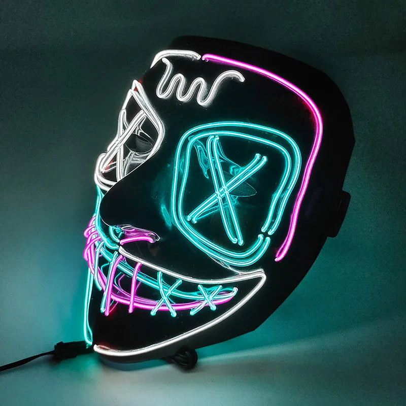 High Quality Halloween Purge LED Light Mask Men Women Decorative Full Face Headgear Glowing for Halloween Night