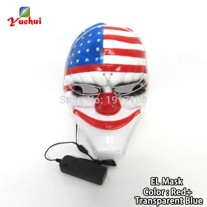 Hot Sales Halloween Horror Mask LED Neon Light up Mask Carnival Party Scary Mask Cosplay LED Mask Glow Party Supplies Dropship