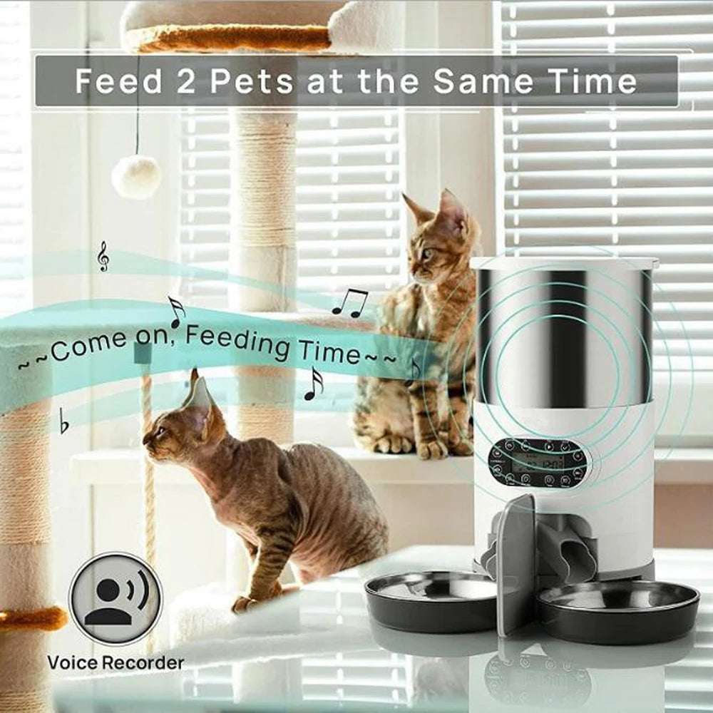 Smart Automatic Pet Feeder Cat Dog Food Dispenser Stainless Steel Bowl Large Capacity With WIFI APP Recording Timing Pet Feeding