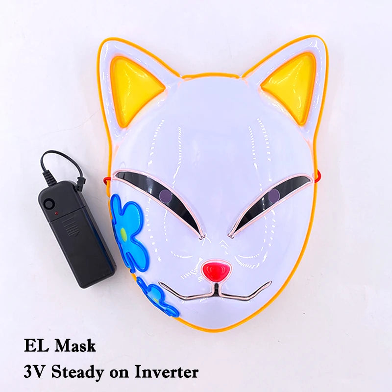Hot Sales Halloween Horror Mask LED Neon Light up Mask Carnival Party Scary Mask Cosplay LED Mask Glow Party Supplies Dropship