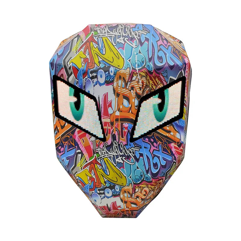 DIY Pattern Shell Helmet Iron Man Motorcycle Rider Backpack with LED Light up and Waterproof Leather Waist Bag