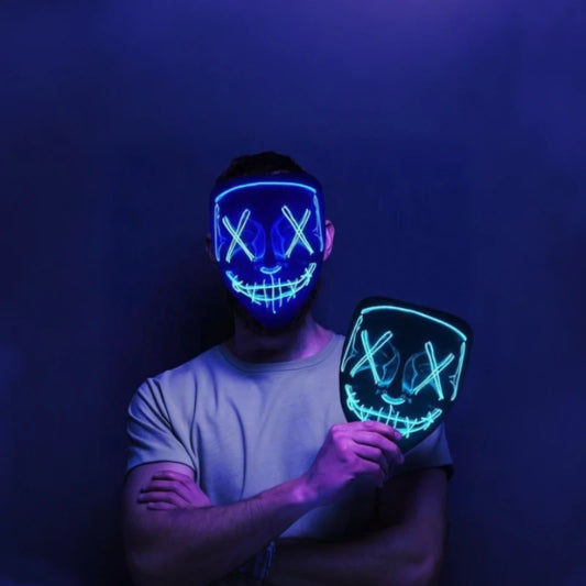 Zlangsports Glow in the Dark LED Halloween Mask - Rechargeable Scary Face Cover for Costume Party