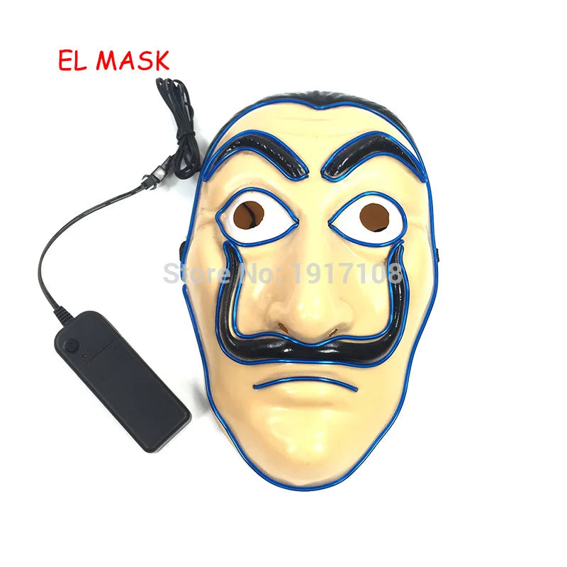 Hot Sales Halloween Horror Mask LED Neon Light up Mask Carnival Party Scary Mask Cosplay LED Mask Glow Party Supplies Dropship