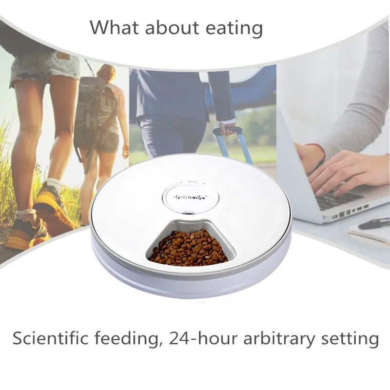 6 Grids Automatic Pet Feeder Smart Cat Food Dispenser For Wet & Dry Food Dispenser Auto Feeder For Cat Dogs