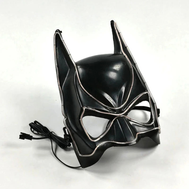 Superhero Bat Man Full Face Mask Halloween Decor Glowing Neon Light LED Headgear Custom Logo Party Masks Printing Cosplay Mask