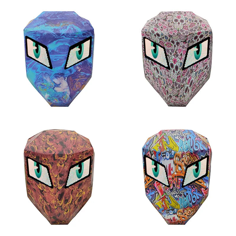 DIY Pattern Shell Helmet Iron Man Motorcycle Rider Backpack with LED Light up and Waterproof Leather Waist Bag