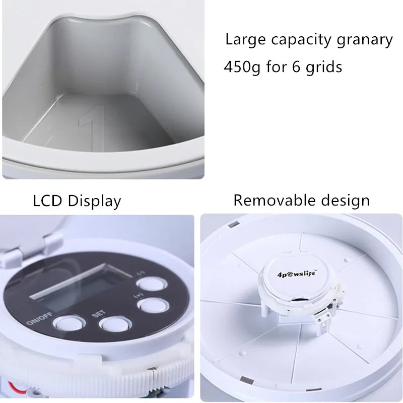 6 Grids Automatic Pet Feeder Smart Cat Food Dispenser For Wet & Dry Food Dispenser Auto Feeder For Cat Dogs