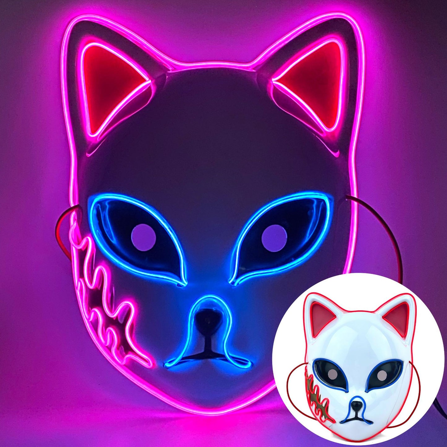 Halloween Cat Face Mask Halloween Glow LED Masks Anime Cosplay Masks Halloween Christmas Party Lighting Cat Masks