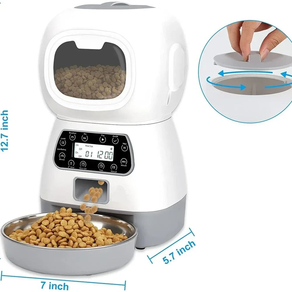 Smart Feeders Suitable for Small and Medium Pet, 3.5 Liters Dry Food Dispenser, 2L Water Feeder, Automatic Dog and Cat Feeder