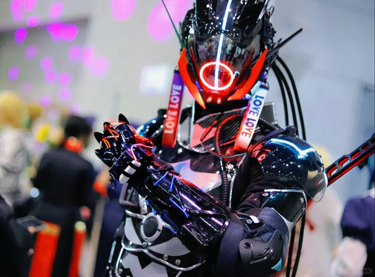 Cyber Led Helmet Mask Music-Reactive Futuristic Light-Up Face Cover Cosplay Party Club Rave Festival Usb Rechargeable Adjustable