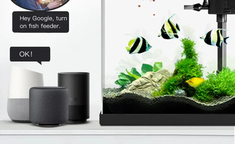 Automatic Aquarium Fish Tank Feeder Timing/Wifi Wireless Smart Phone App Intelligent Speaker Voice Remote Control Fish Feeding