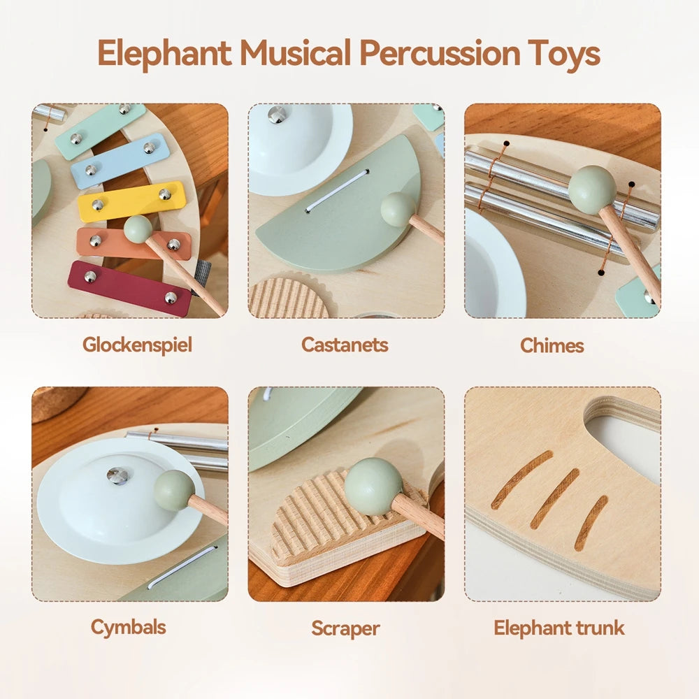 Wooden Instruments Baby Toys Educational Toys Elephant Xylophone Children's Musical Toys Newborn Birthday Gifts Music Table Toys