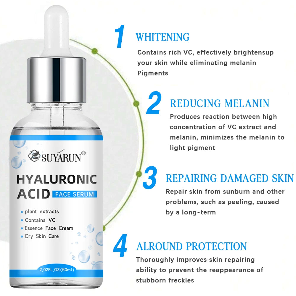 SUYARUN Hyaluronic Acid Serum - 24H Intense Hydration, Anti-Wrinkle & Plumping, Lightweight Face Moisturizer for All Skin Types.